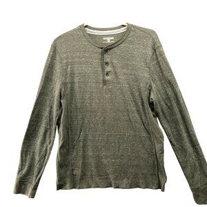 Express Waffle Henley T Shirt Mens S Long Sleeve Olive Green Thermal